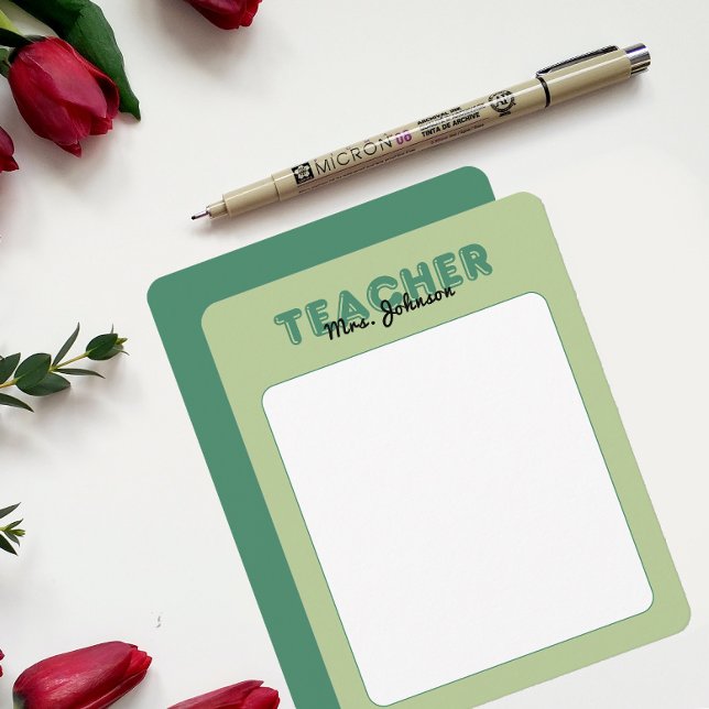 Personlig lärare brevpapper Års slut grön Anteckningskort (Personalize Teacher Stationery Year End Green Note Card)