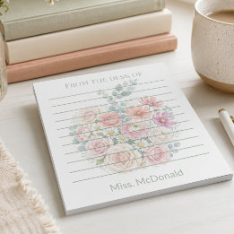 Personlig lärare från Floral Apples skrivbord Anteckningsblock