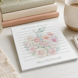 Personlig lärare från Floral Apples skrivbord Anteckningsblock