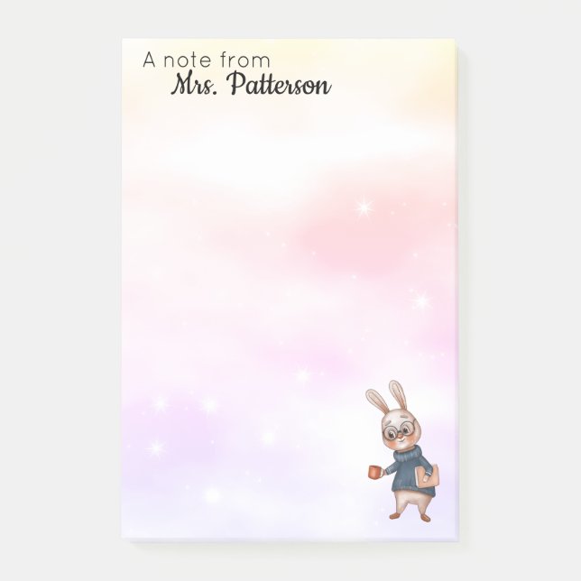 Personlig Lärare Gift Post IT Rabbit Post-it Block (Framsida)