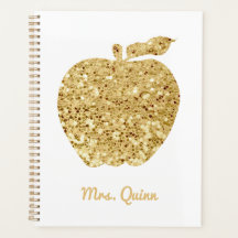 Personlig Lärare Guld Faux Sequin Apple