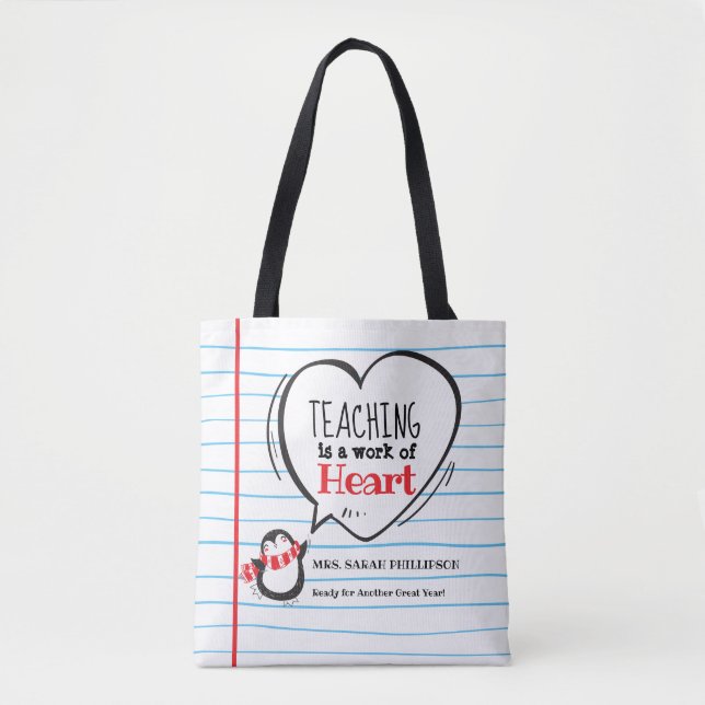 Personlig Lärare - Heart Tote Bag Tygkasse (Framsida)