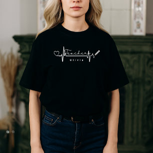 Personlig Lärare Heartslag Back to school T Shirt