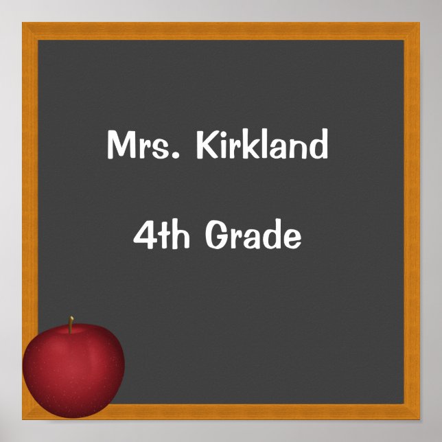 Personlig Lärare-kalkpanel med äpple Poster (Framsidan)