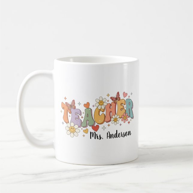 Personlig lärare-mugg, anpassad tacksamhetspresent kaffemugg (Vänster)