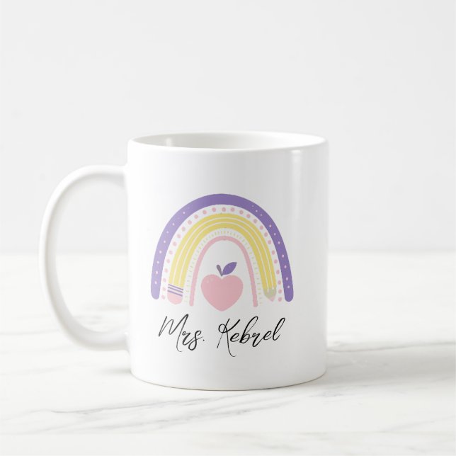 Personlig lärare mugg: Regnbåge kaffekopp,  Kaffemugg (Vänster)