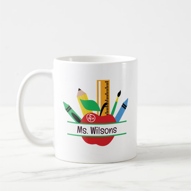 Personlig Lärare Namn Apple Classroom Kaffemugg (Vänster)