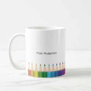Personlig lärare namn färgglada pennor kaffemugg