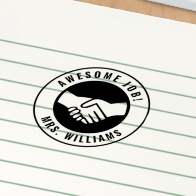 Personlig Lärare Namn Handskakaskola Grading Självfärgande Stämpel (Skapare uppladdad)