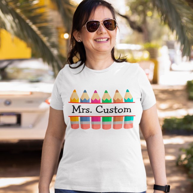 Personlig Lärare Namn med Kritor T Shirt (Skapare uppladdad)