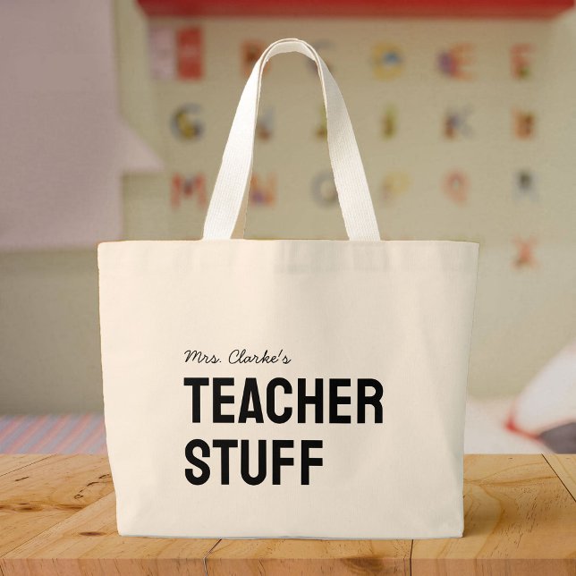 Personlig Lärare Namn minimalistisk Cute Jumbo Tygkasse (Skapare uppladdad)