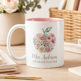 Personlig lärare namn och betyg Blommig äpple Två-Tonad Mugg