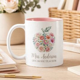 Personlig lärare namn och betyg Blommig äpple Två-Tonad Mugg