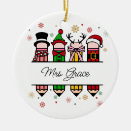 Personlig Lärare Namn Pencil, julklapp Julgransprydnad Keramik