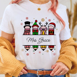 Personlig Lärare Namn Pencil, julklapp T Shirt