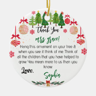 Personlig Lärare Ornament, Anpassningsbar julklapp Julgransprydnad Keramik