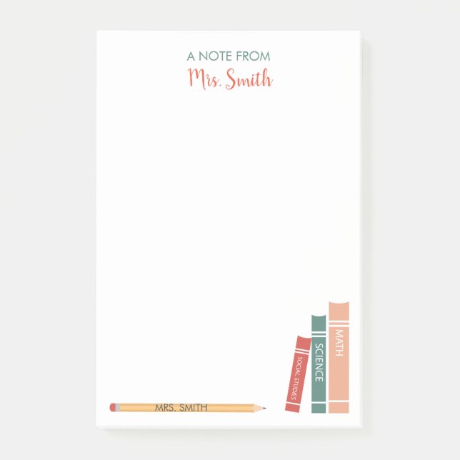 Personlig Lärare Post-it Notes Bokar och Penci (Framsida)