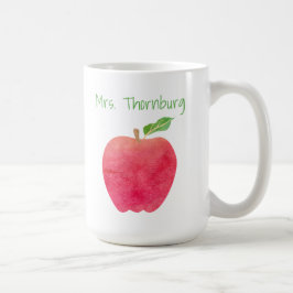 Personlig Lärare Red Watercolor Apple Teacher Kaffemugg