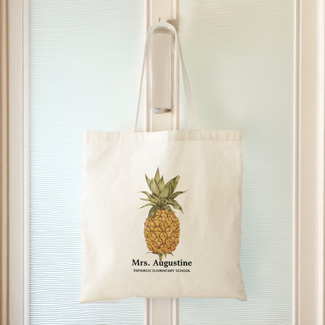 Personlig Lärare School Pineapple Tygkasse (Personalized Teacher School Pineapple Tote Bag)