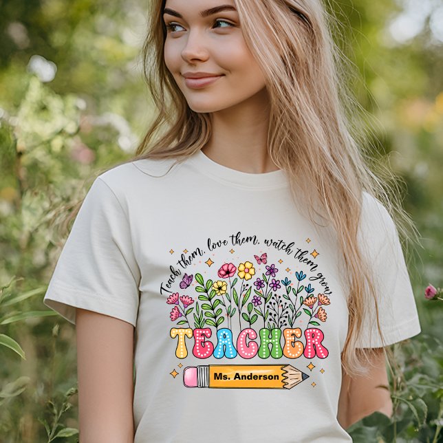 Personlig lärare tack t shirt (custom teacher name shirt)