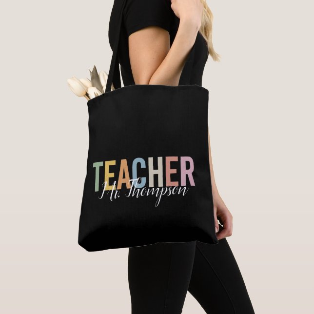 Personlig lärare tacksamhet tillbaka till skolan  tygkasse (Närbild)
