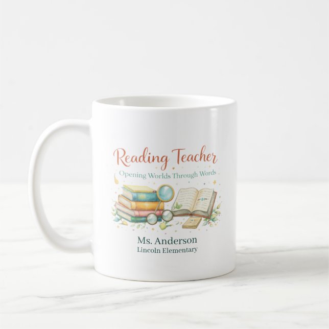 Personlig lärarepresent för läsning kaffemugg (Vänster)