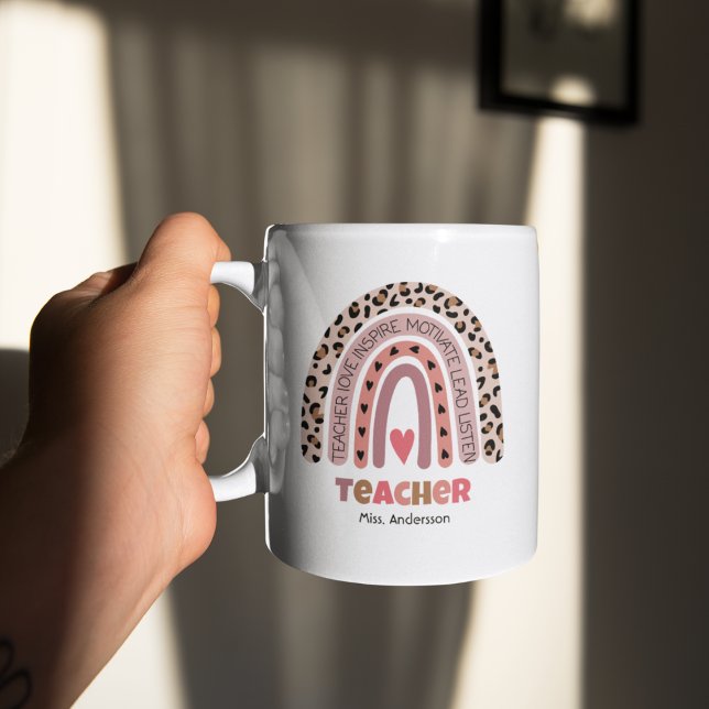Personlig lärarepresent, regnbågsläraren kaffemugg (Skapare uppladdad)