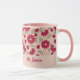 Personlig lärarepresent, rosa tusenskönor kopp