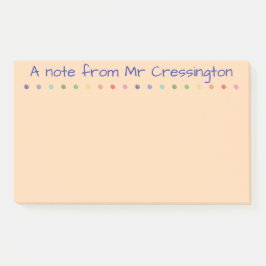 Personlig Lärares Färgad Dots Post-it Block