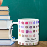 Personlig Lärares färgstarka sida Kaffemugg<br><div class="desc">Kaffet mugg är dekorerat med en färglös vattenfärg mönster och är avsett för världens bästa lärare. Enkelt anpassade. Om du vill redigera ytterligare använda ändrar du teckensnittet, teckensnittet storlekt eller färg med Verktyg i Design. Eftersom vi skapar vår teckning kommer du inte att hitta just den här bilden från andra...</div>