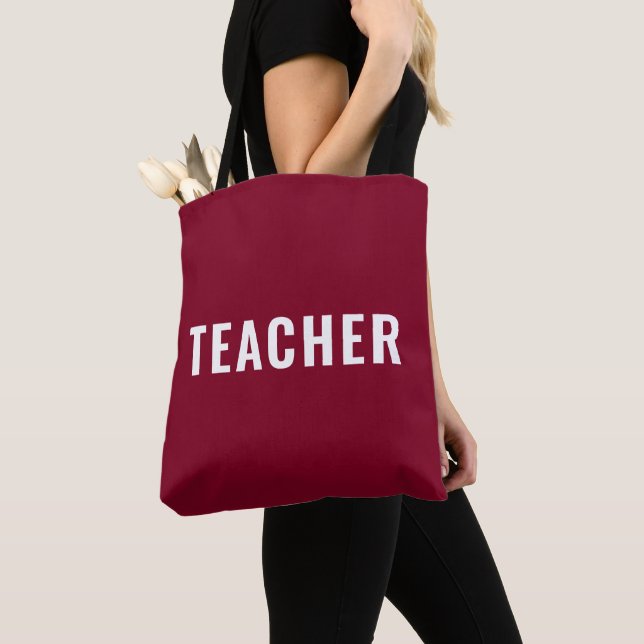 Personlig lärartextpåse Burgundy Tygkasse (Närbild)