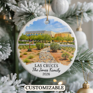 Personlig Las Cruces, Anpassad New Mexico Julgransprydnad Keramik