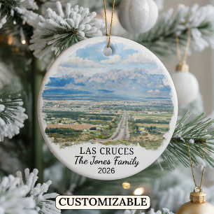 Personlig Las Cruces, Anpassad New Mexico Julgransprydnad Keramik