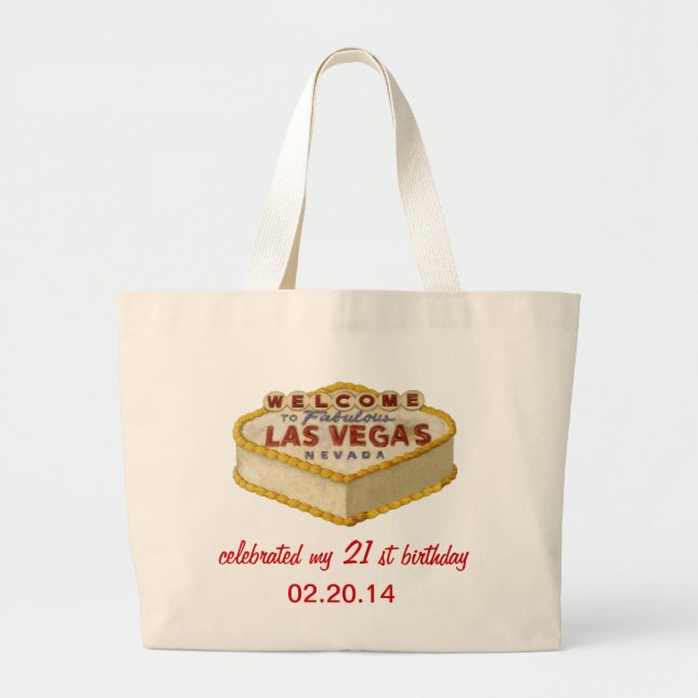 Personlig Las Vegas 21st Birthday Tote Bag Jumbo Tygkasse (Framsidan)