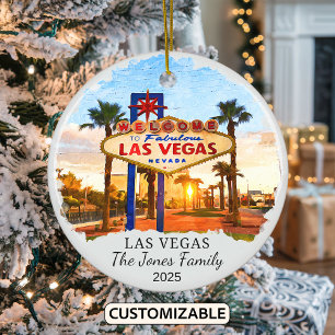 Personlig Las Vegas Ornament, Nevada Julgransprydnad Keramik