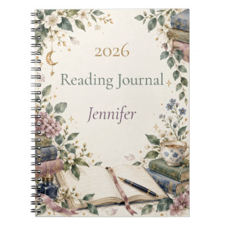 Personlig läsjournal för 2026 för bokälskare anteckningsbok
