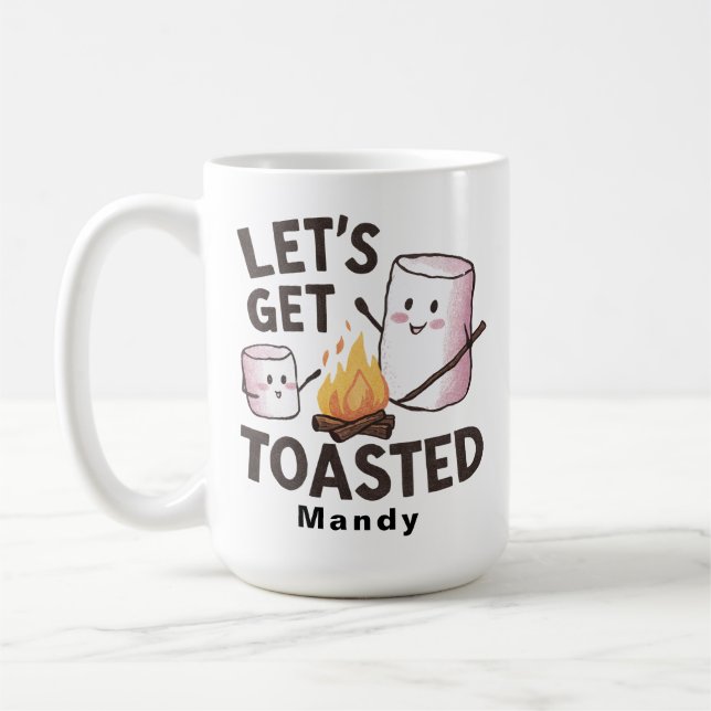Personlig "Låt oss bli rostad" S'mores Camping Kaffemugg (Vänster)