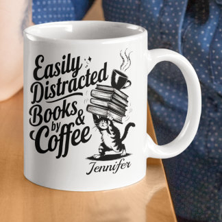 Personlig lätt disträ av böcker & kaffemugg