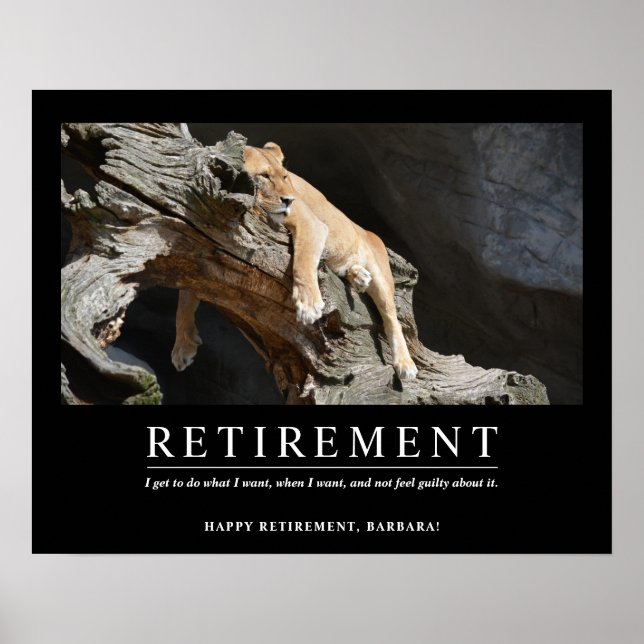 Personlig: Lättare Lioness Anpassningsbar Pension Poster (Framsidan)