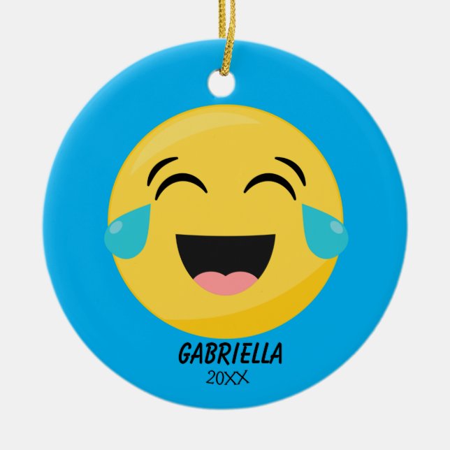 Personlig Laughout Loud Emoji Ornament (Framsidan)