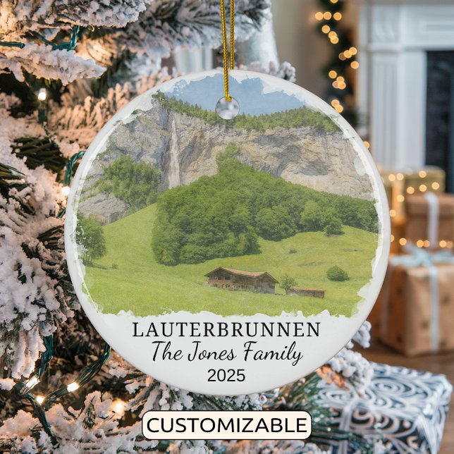 Personlig Lauterbrunnen Ornament, Schweiz Julgransprydnad Keramik (Skapare uppladdad)