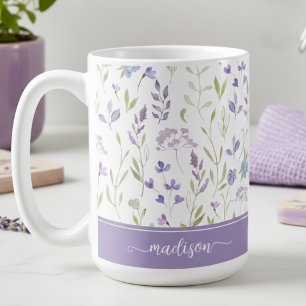 Personlig Lavendel Blommig Mugg