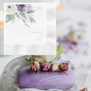 Personlig Lavendel Blommig Vigsel Myntad Pappersservett
