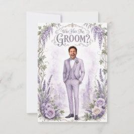 Personlig lavendel brud som har brudgummen tack kort