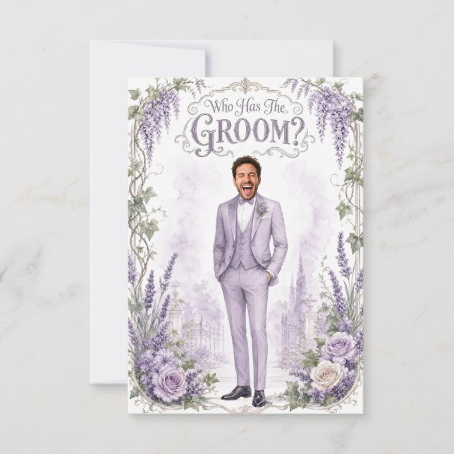 Personlig lavendel brud som har brudgummen tack kort (Framsida)