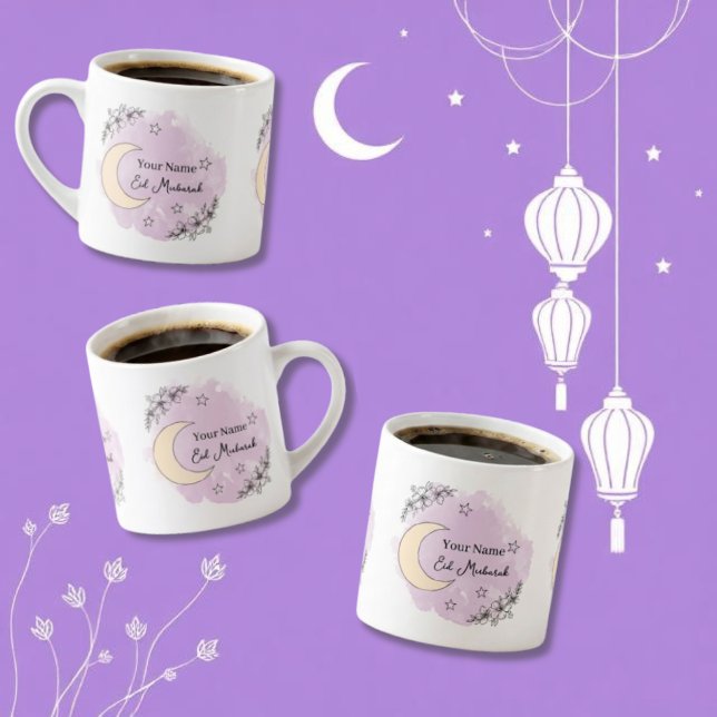 Personlig Lavendel Eid Mubarak Espresso Mugg Espressomugg (Skapare uppladdad)