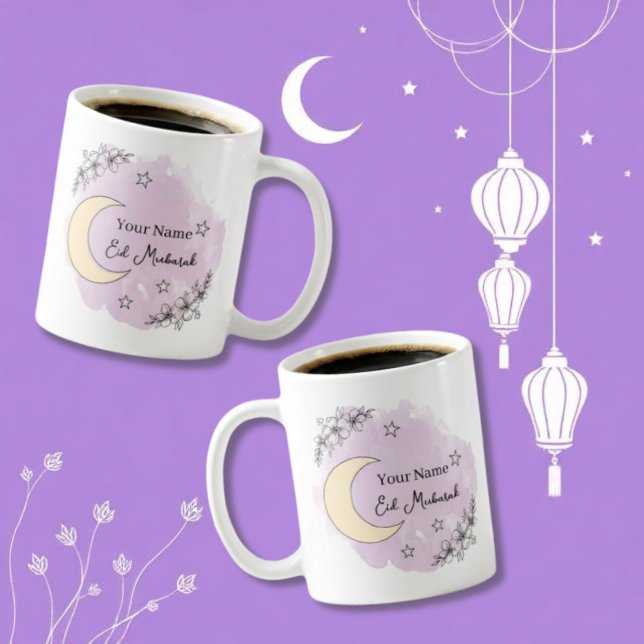 Personlig Lavendel Eid Mubarak Kaffe Kopp (Skapare uppladdad)