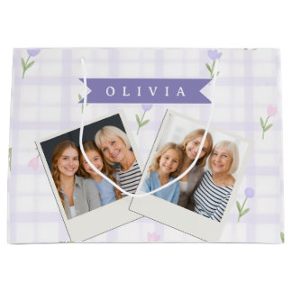 Personlig Lavendel Gingham Blommig Namnpresent