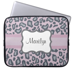 Personlig lavendel leoparddatorfodral laptop fodral