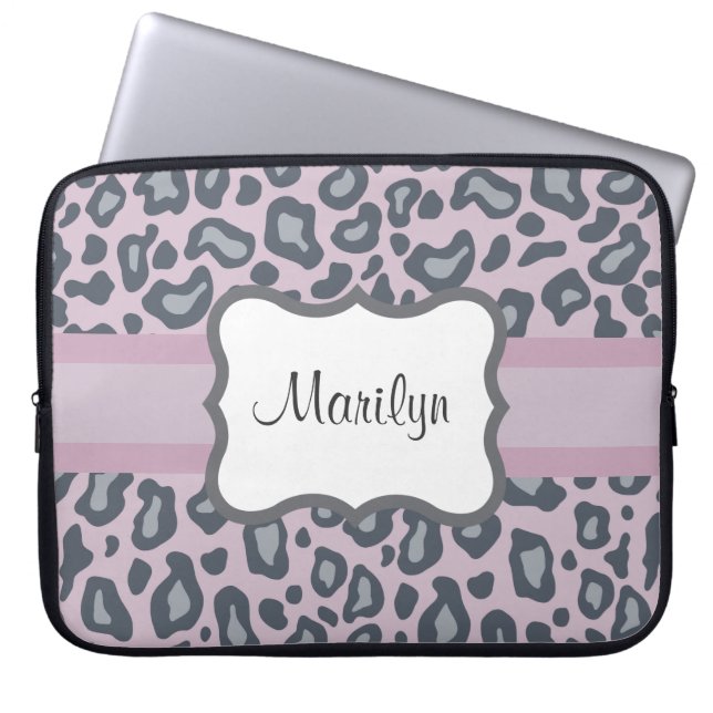 Personlig lavendel leoparddatorfodral laptop fodral (Framsidan)